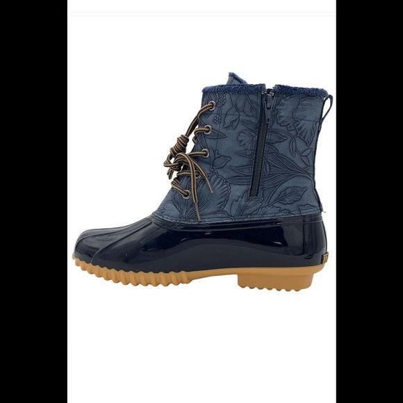 Sporto Bella Waterproof Lace Up Duck Boot with Zipper Navy - Medium - Picture 3 of 5